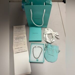 【‼️SOLD❗️】 Tiffany & Co. Blue Heart Bead Bracelet 6.5" Long